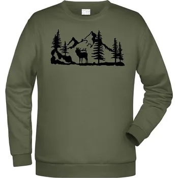 Pánská mikina Myslivecká Mikina Jelen v lese Velikost: 3XL