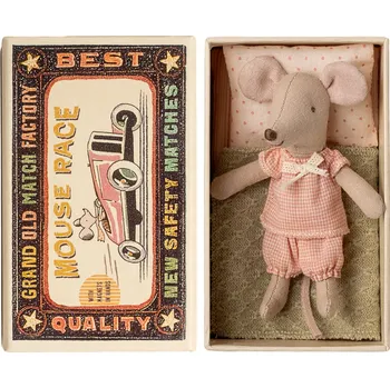 plyšák Maileg Myška v krabičce od sirek Little Sister – Pink Pyjamas