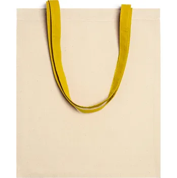 Textilní taška, bavlněná, béžová se ŽLUTÝM UCHEM, 41x37cm, 1 ks