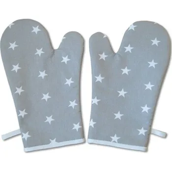 Chňapka Šatoli.cz Kuchyňská rukavice Bílá hvězda na šedé 2 ks