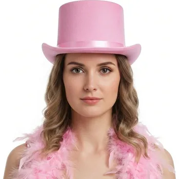 Karnevalový doplněk Klobouk cylindr sametový růžový
