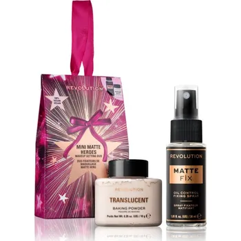 Make-up Makeup Revolution Xmas 2025 Makeup Revolution Baking Powder sypký pudr 10 g + Makeup Revolution Pro Fix matující fixační sprej na make-up 30 ml
