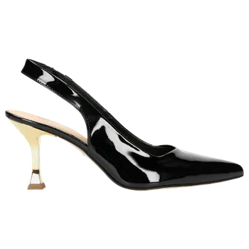 Dámské lodičky Černé Lesklé Dámské Lodičky Se Zlatým Podpatkem Wojas 3511431 39