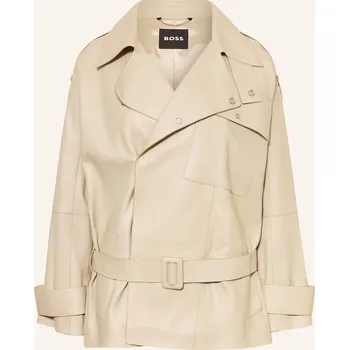 Dámský blejzr Boss Dámská Kožená Bunda Satila, krémová, 36