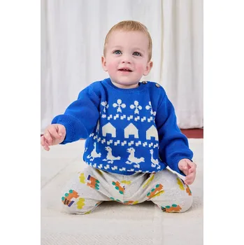 Dětský bavlněný svetr Bobo Choses Farm jaquard 225AB100 modrá 55X, vel. 74