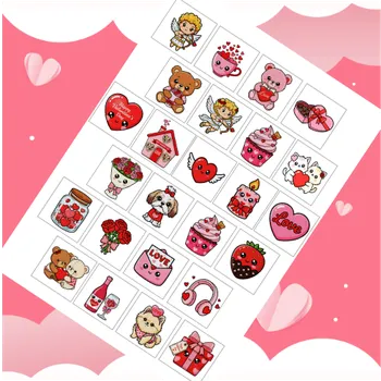 Jedlá dekorace na dort Valentýnská jedlá bonboniéra sada č. 2 4 × 4 cm (25 ks) ❤️