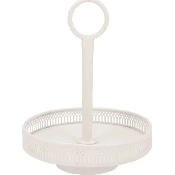 Bílý antik kovový etažér s okrajem Nordic - Ø 20*27 cm