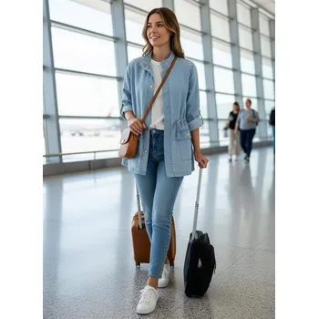 Dámský kabát Stylová parka džínová CIMINY C10968 barva: modrá džínová světlá, velikost: S