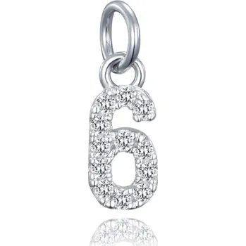 Přívěsek Stříbrný přívěs číslice "6" vykládaný zirkony