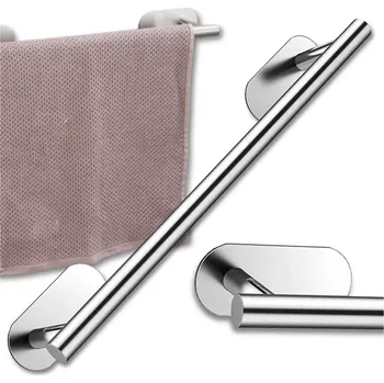 Držák na ručník Stříbrný samolepicí držák na ručníky z nerezové oceli, 40x8.5x10 cm, vodotěsný