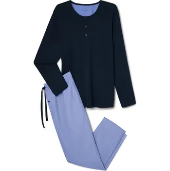 Pánské pyžamo 706882 - Tchibo - Pyžamo s tkanými kalhotami - pro muže - vel. XXL 60/62 - barva: modrá