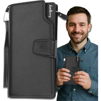 Peněženka Velká pánská peněženka z ekologické umělé kůže, černá, 19.5x10.5x3.5 cm