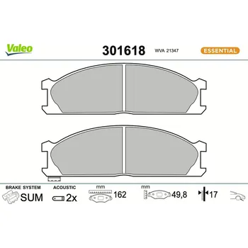 Auto-moto Sada brzdových destiček, kotoučová brzda VALEO 301618