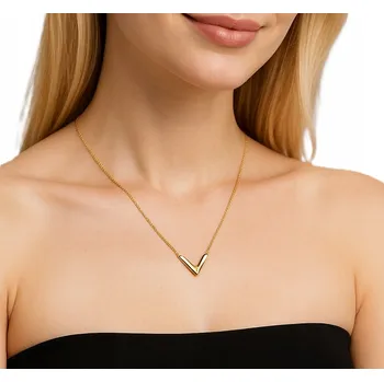 Náhrdelník Náhrdelník Tvaru Písmena V Celebritka Šperk Ocel Ch316L POZLÁCENÝ 18K