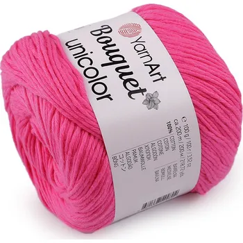 Příze Bavlněná pletací příze Bouquet Unicolor 100 g, střední, 7 (3216) růžová
