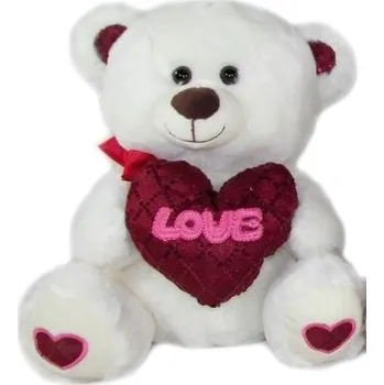 plyšák Medvěd se srdcem bílý - 20cm