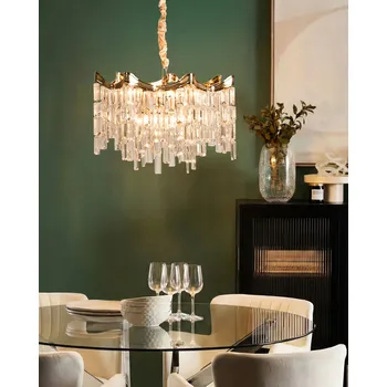 Lustr zlatý železný akrylátový s umělými krystaly vrstvený design glamour styl třpytivý efekt Beliani