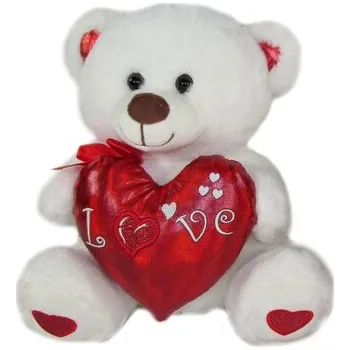 plyšák Medvěd se srdcem bílý - 25cm