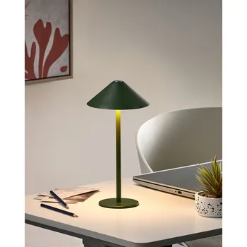Lampička Bezdrátová stolní lampa zelená kovová pro vnitřní i venkovní použití s USB-C portem dobíjecí Beliani