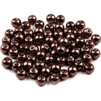 Dětské navlékací korálky Skleněné voskové perly Ø6 mm, střední, 40B hnědá tmavá