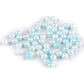 Dětské navlékací korálky Plastové korálky s mermaid efektem Ø6 mm, malé, 6 modrá andělská