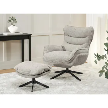 Křeslo Otočné křeslo s podnožkou LAKE - šedé