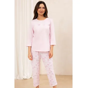 Dámské pyžamo Dámské pyžamo Regina – bavlněný set s jemným vzorem, Hnědá L i170_702L3