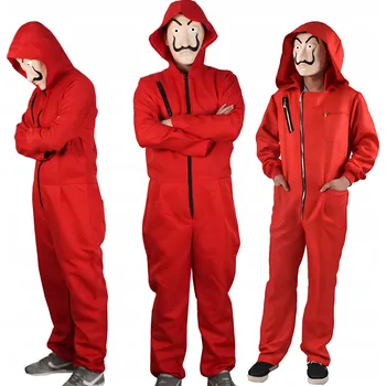 Karnevalový kostým PŘEVLEK KOSTÝM LA CASA DE PAPEL KOSTÝM ČERVENÝ HALLOWEEN VELIKOST XXL