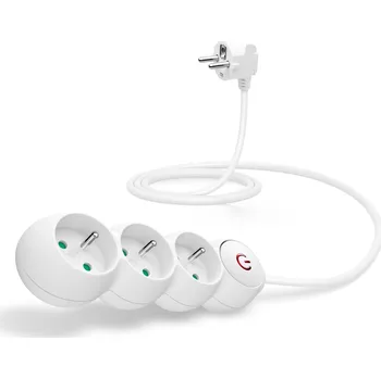 Napájecí kabel CONNECT IT prodlužovací kabel 230 V, 3 zásuvky, 1,5 m, s vypínačem (bílý)