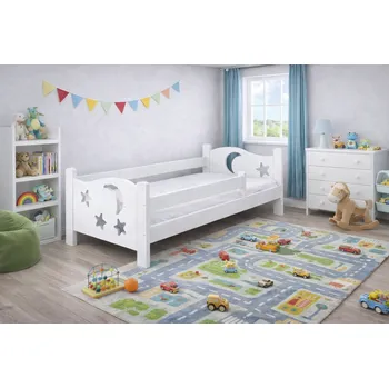 Dětská postel MB Dětská postel Nocturno z masivu borovice se zábranou Barva: Bílá, Rozměry postele: 160 x 80 cm