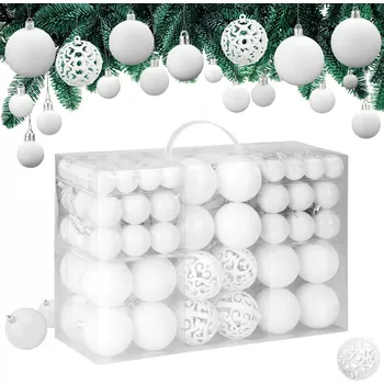 Vánoční dekorace Bílé vánoční ozdoby – 100 ks
