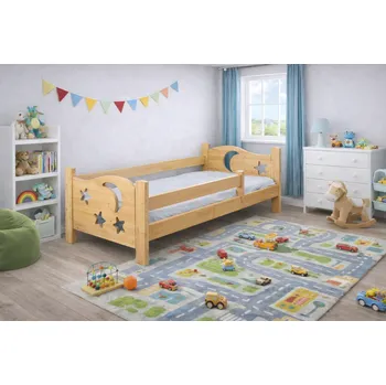 Dětská postel MB Dětská postel Nocturno z masivu borovice se zábranou Barva: Přírodní, Rozměry postele: 160 x 80 cm