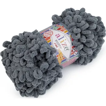 Příze Pletací příze Alize Puffy Fine 100 g, střední, 46 (87) šedá