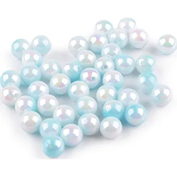 Dětské navlékací korálky Plastové korálky s mermaid efektem Ø10 mm, malé, 6 modrá andělská