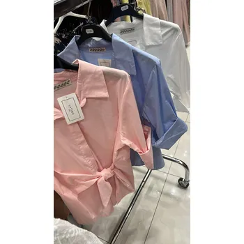 Dámská halenka Elegantní košile s vázáním 91020 Latino barva: modrá světlá