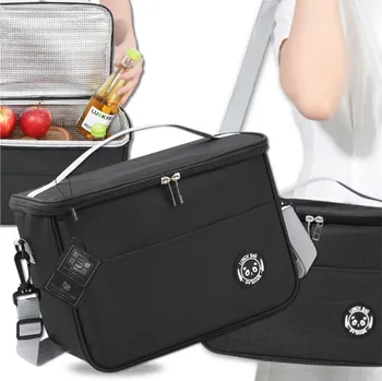 Termální sáček na jídlo LUNCH BOX, šedý džínový design, 29x22x20 cm, voděodolný materiál