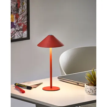 Lampička Bezdrátová stolní lampa červená kovová pro vnitřní i venkovní použití s USB-C portem dobíjecí Beliani