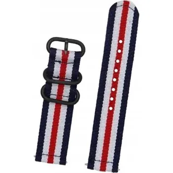 Řemínek na hodinky NOVÝ, TEXTILNÍ ŘEMÍNEK NATO 18MM + STĚŽEJKY - MODRO-BÍLO-ČERVENÝ