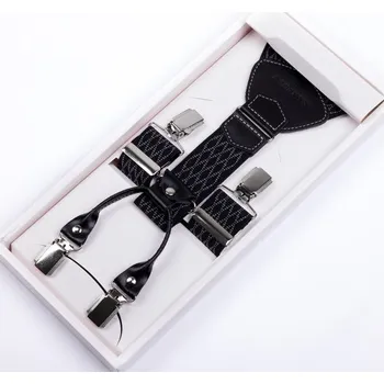 Kšandy Černé kšandy šedý vzor kožená poutka Assante 90046, Velikost Uni