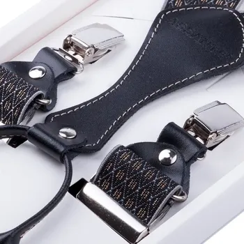 Kšandy Luxusní černošedé kšandy kožená poutka Assante 90065, Velikost Uni