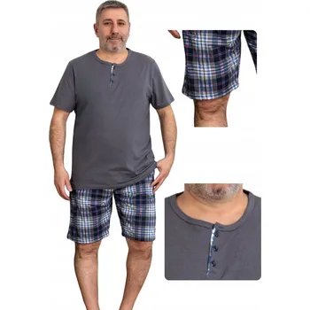 Pánské pyžamo Pohodlné pánské pyžamo šedé s klasickými kraťasy 3XL