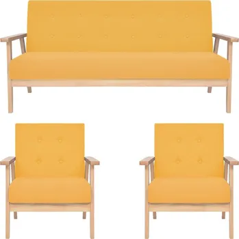 Sedací souprava vidaXL 3dílná sedací souprava textilní čalounění [279145] Barva: Žlutá