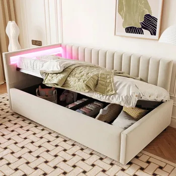 Postel Jednolůžková dřevěná postel Arhatreya 90x200 cm šedá