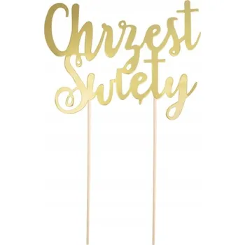 Jedlá dekorace na dort Zlatá ozdoba Zápich do dortu na křtiny