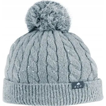 Čepice Zimní čepice ELT Rafaela s bambulí a flitry, stříbrno-modrá