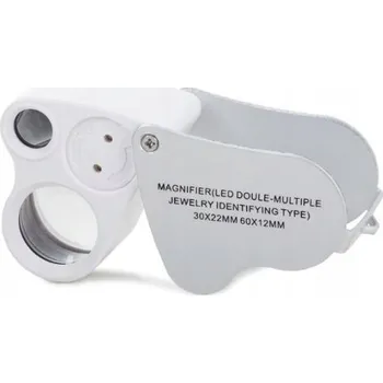 Lupa Kapesní skládací lupa pro klenotníky, zvětšení 25x 50x, 2 LED UV LED