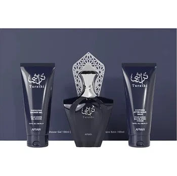 Pánský parfém Afnan Turathi Blue Dárková sada EDP 90 ml, balzám po holení 100 ml a sprchový gel 100 ml