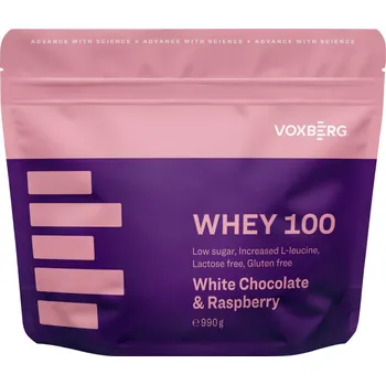 Protein Voxberg Whey Protein 100 990g - bílá čokoláda s malinou