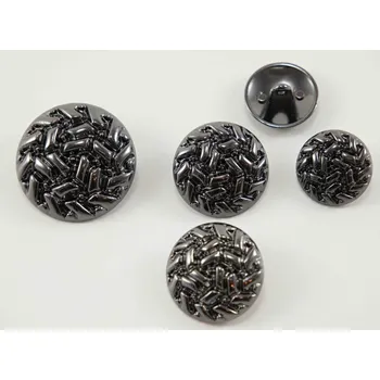 Knoflík Luxusní kovový knoflík - hrubé zdobení - lesklý - tmavé stříbro - průměr 2,3 cm