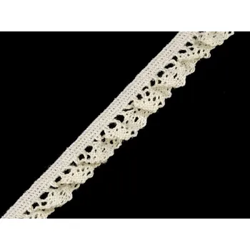 Krajka Bavlněná krajka / volánek šíře 10 mm paličkovaná elastická, barva 2 krémová
